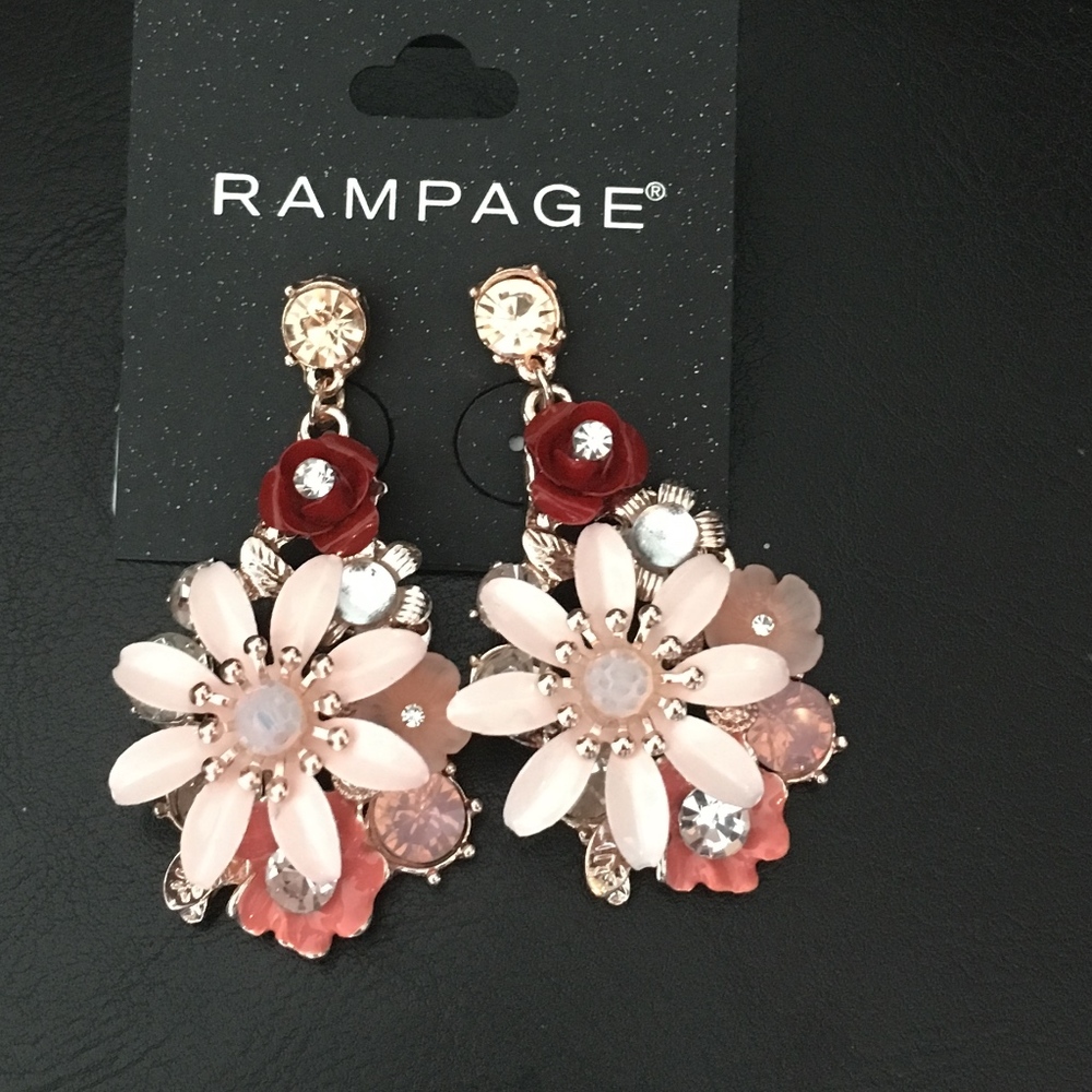 Rampage Magnificent Red Pink Blush 3D earrings
